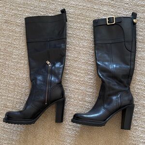Tory Burch Black Leather Heeled Boots